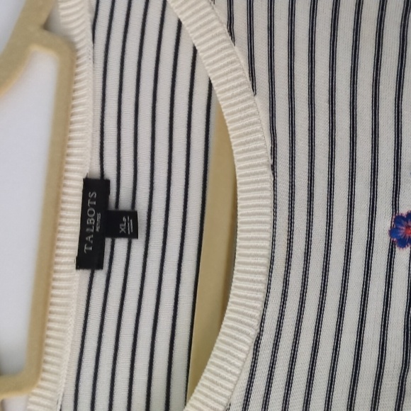 Talbots Petite Striped Embellished Lightweight Knit Boho Coastal Pullover Sz XLP - Picture 8 of 11